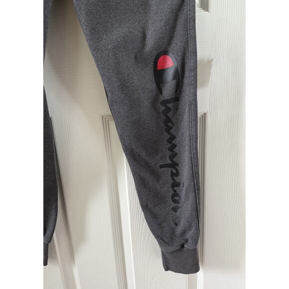 VTG Champion Sweatpants Mens Medium Gray Blue Logo Joggers Fleece 90s Y2K - Picture 4 of 5